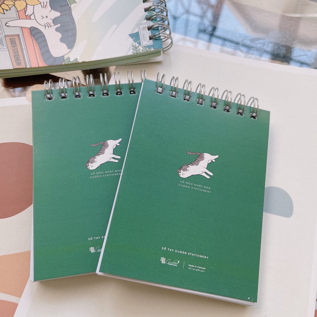 Sổ tay Mini To-do list cỡ A7 mèo Nhật Bản xanh lá_Guden Stationery