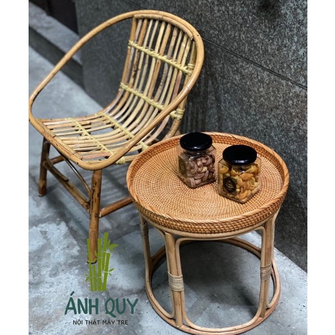 Bàn thớt gỗ - Bàn tròn mây - Decor trang trí nhà cửa, sân vườn, quán cafe, uống trà - Mây tre Ánh Quy