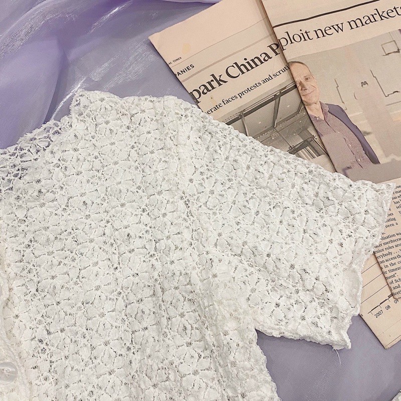 Áo Kiểu REN TOP tay cộc form chuẩn basic chất vải ren mềm mại