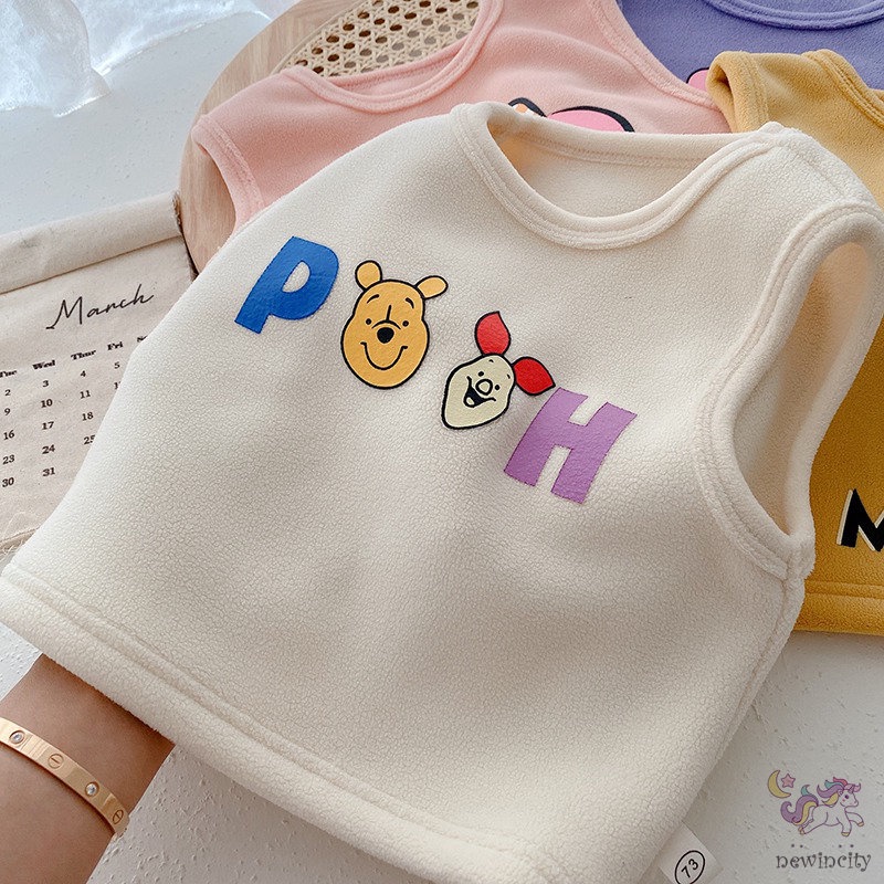 Áo khoác nỉ lông cừu in họa tiết hoạt hình phong cách Hàn Quốc thời trang dành cho trẻ em