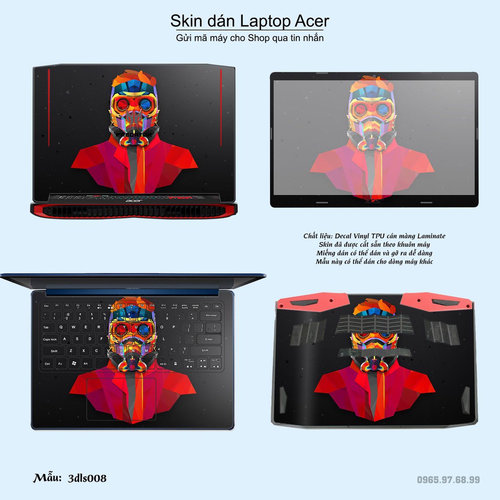 Skin dán Laptop Acer in hình 3D Abstract (inbox mã máy cho Shop)