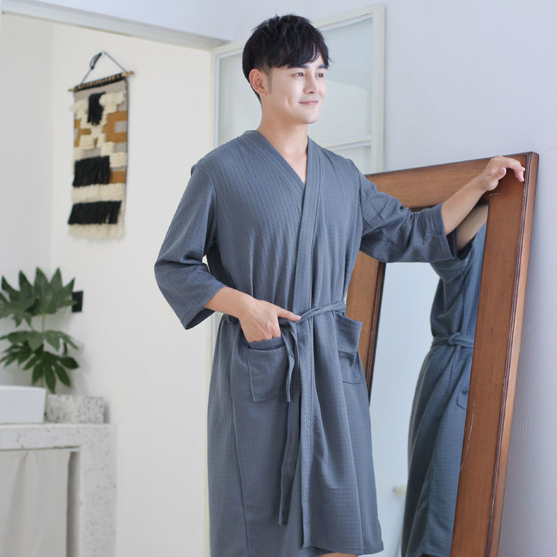 Áo choàng tắm phụ nữ ngủ mỏng vài nam thẩm mỹ viện băng lụa yukata pyjama và mặc nhà dàiYY