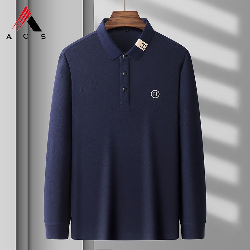 Áo polo tay dài thêu họa tiết kiểu cổ điển cá tính cho nam