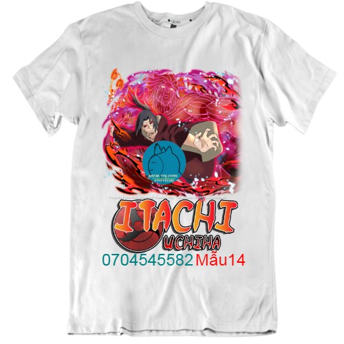 Áo thun nam nữ tay lỡ vải cotton form rộng màu trắng Hạ Băng Designs - Itachi 002