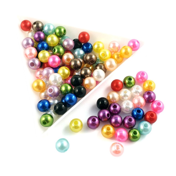 Hạt trai pearl có xuyên lỗ sẵn cho các bạn trang trí vòng tay, charm kẹp tóc, DIY