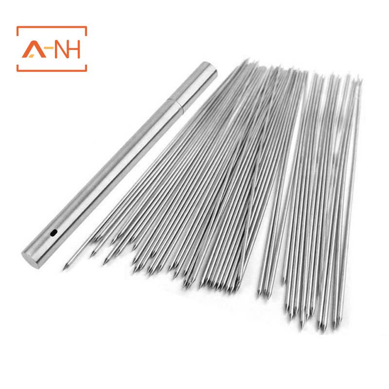 Bộ 50 Xiên Nướng BBQ Bằng Thép Không Gỉ Kèm Ống Đựng
