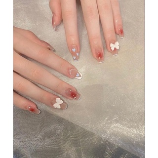 Móng úp, nailbox thiết kế đính nơ màu thạch siêu xinh