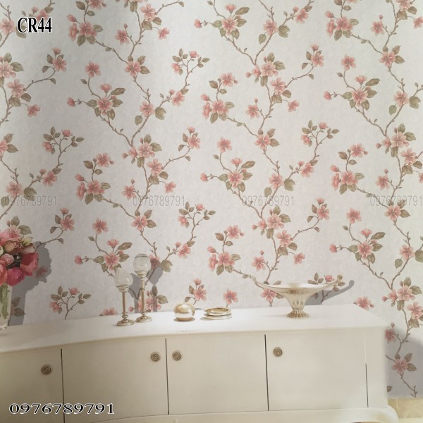 10m Giấy Dán Tường Hoa Hồng Dây 3D Cao Cấp Cho Phòng Ngủ Phòng Khách Lụa Không Keo Khổ 53cm