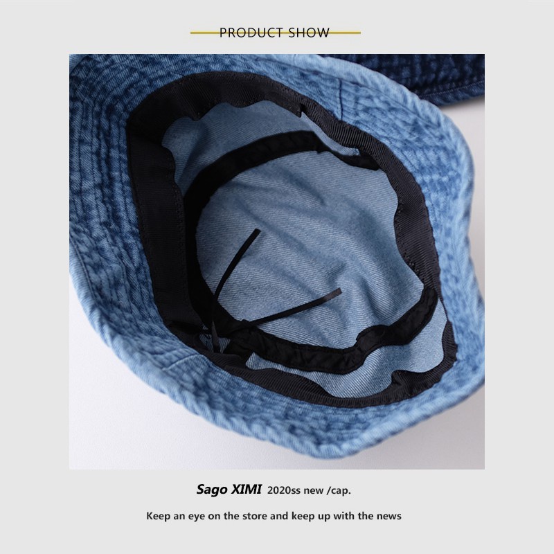 Mũ rộng vành vải denim thời trang Hàn Quốc cho nữ