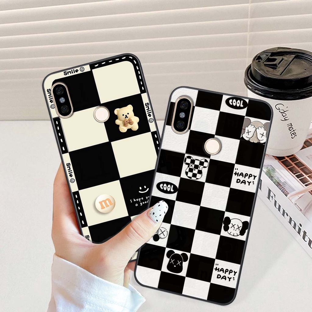 Ốp Xiaomi Mi A2 gấu Bear rick caro vuông thời trang siêu đẹp