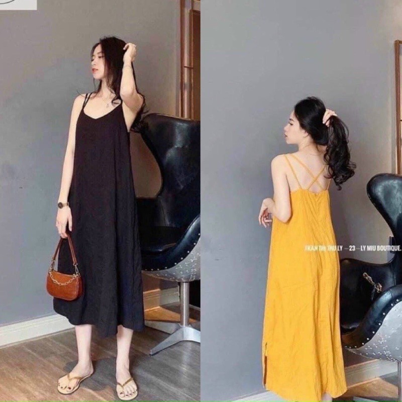 Đầm maxi dây đan chéo