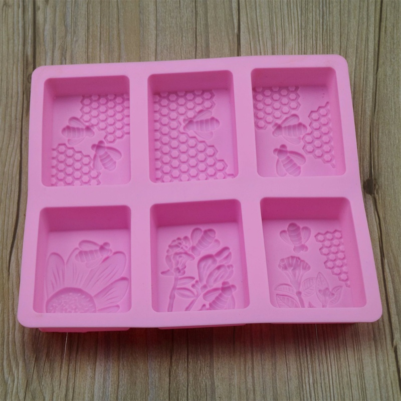 Qq* Khuôn Silicon Làm Bánh Xà Phòng 3D Hình Tổ Ong Hình Chữ Nhật Thủ Công