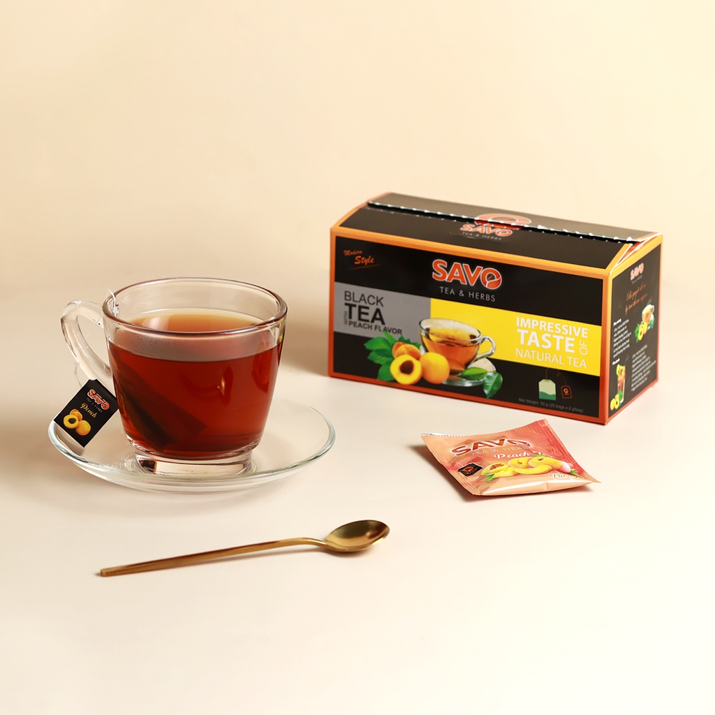 Trà Đào túi lọc SAVO  - Hộp 25 Gói x 2g