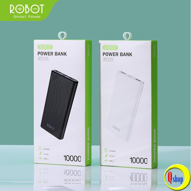 Pin sạc dự phòng ROBOT RT170 dung lượng 10.000mAh - 2 Output &amp; 2 Input Chính hãng