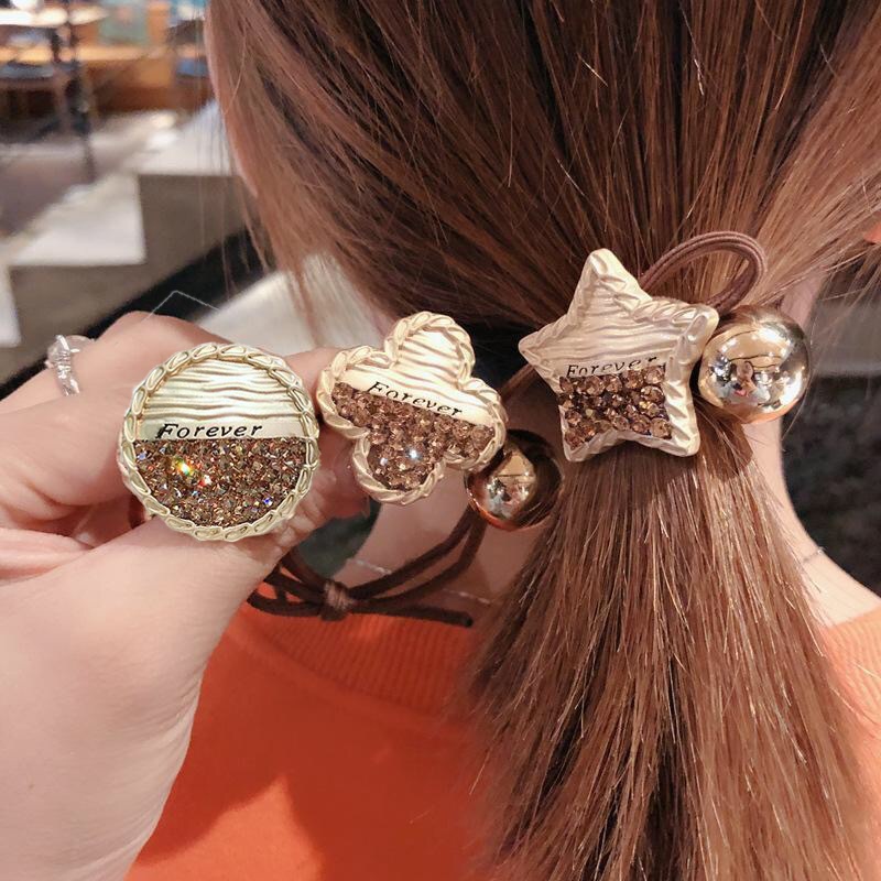 Set 1/3 Dây Buộc Tóc Cao Su Họa Tiết Trái Tim Đơn Giản Thời Trang Cao Cấp