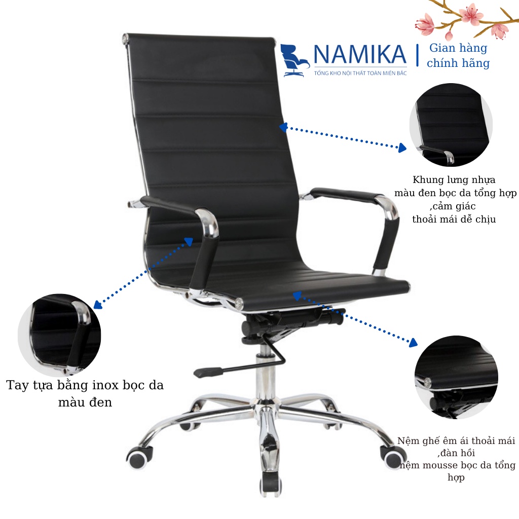 Ghế xoay văn phòng NAMIKA GX16 ghế làm việc nhập khẩu thiết kế hiện đại bảo vệ sức khỏe