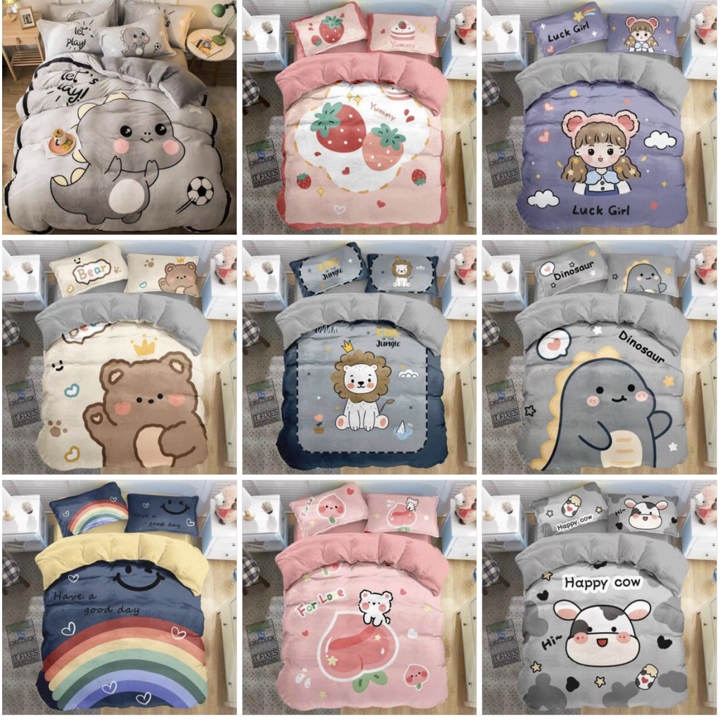 SÉT VỎ CHĂN GA GỐI NỈ NHUNG 3D CAO CẤP( ib chọn mẫu )