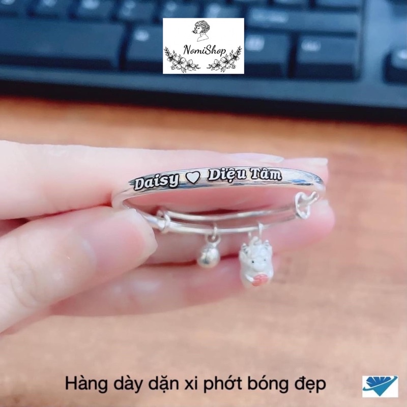 Vòng tay Bạc, Lắc tay cho bé Hàng dày dặn đẹp khắc tên tuỳ ý Mainomi Shop Bạc Xinh
