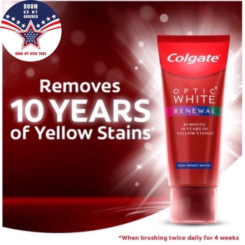 [HÀNG MỸ] Kem đánh răng Colgate Optic White Renewal (116g) - Hàng Mới