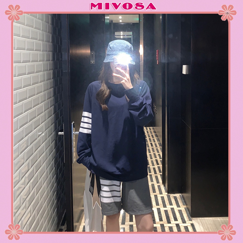 Áo sweater nỉ thụng sọc tay áo khoác nỉ hoodie cổ tròn form thung ulzzang thời trang unisex MIVOSA AN002 | BigBuy360 - bigbuy360.vn