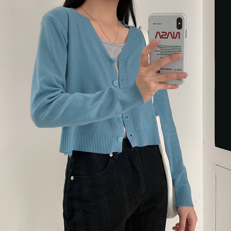 Áo khoác Cardigan Len đan mỏng Dài tay Ulzzang Hàn Quốc Áo Cardigan nữ Tay dài Thời trang | WebRaoVat - webraovat.net.vn