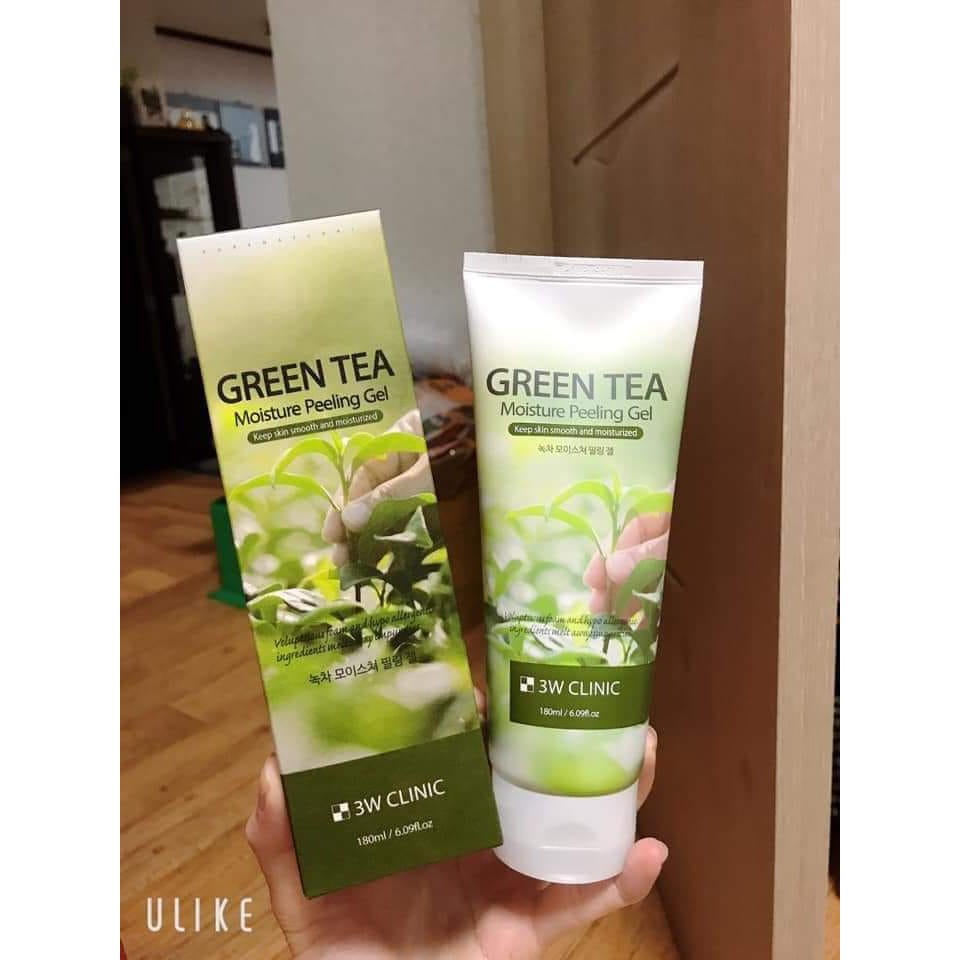 Gel Tẩy Tế Bào Chết Trà Xanh 3W Clinic Green Tea Moisture Peeling Gel 180ml