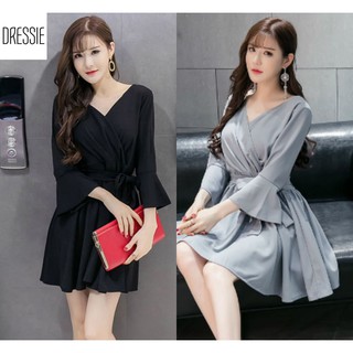 Đầm xòe đầm dự tiệc váy nữ áo đầm DRESSIE thời trang nữ sexy đẹp công sở dạo phố dự tiệc - DX187 (Đen - Xám)