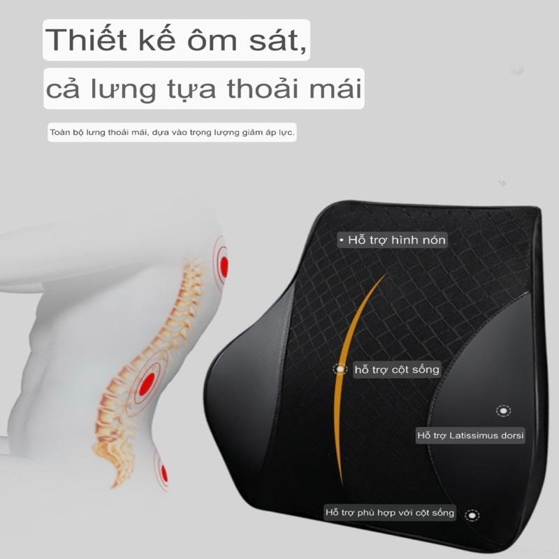 Gối tựa đầu vai dựa lưng ghế xe hơi ô tô kích thước lớn chất liệu thoáng khí siêu đàn hồi chống đau mỏi lưng bảo vệ cổ