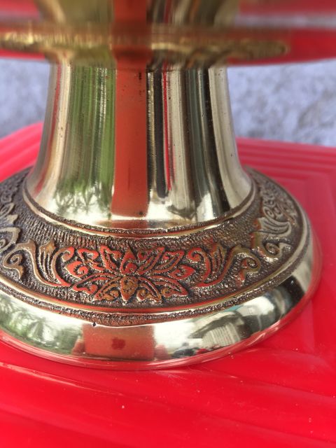 Mâm Bồng Chữ Thọ 20cm/ Mâm Quả Đào 18cm Bằng Đồng