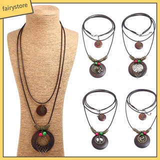 Dây chuyền mặt tròn bằng gỗ phong cách cổ điển