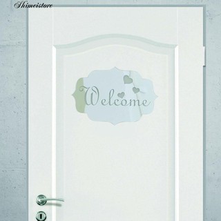 Hình dán tráng gương in chữ "Welcome" 14x10cm dùng để trang trí cửa ra vào