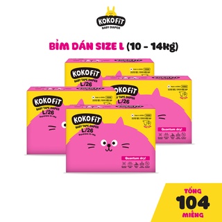 Nguyên Thùng Bỉm Dán KOKOFiT Hàn Quốc Cho Bé Từ 10 - 14kg Size L - 104 Miếng