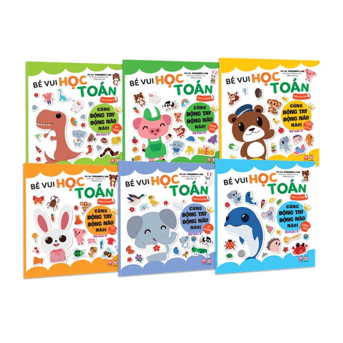 Sách Bóc Dán - Bé vui học toán – Sticker Cùng động tay động não nào Bộ 6 Cuốn ( 3-12 tuổi )