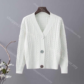 Áo Khoác Dệt Kim Dài Tay Dáng Rộng Thời Trang Thu Đông Hàn Quốc Mới Cho Nữ