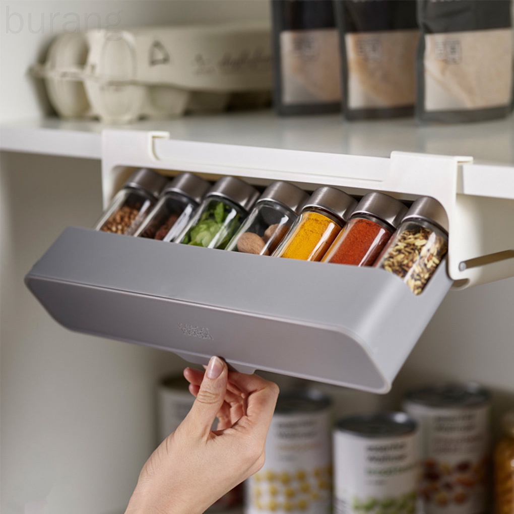 Hộp đựng lọ gia vị bằng nhựa gắn tường tiện dụng cho nhà bếp