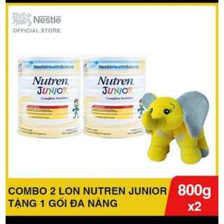 (Mẫu mới nhất)Combo 2 lon sữa Nutren Junior 800g tặng kèm quà ngẫu nhiên