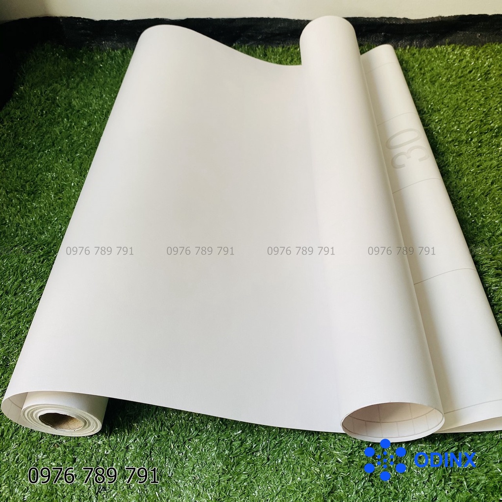 Giấy Dán Tường Màu Trắng Vân Vải Có Keo Sẵn Cuộn 10m Trơn Đẹp Cho Phòng Ngủ