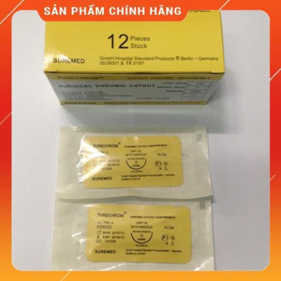 CHỈ CHROMIC CATGUT CÓ KIM (hộp/12 sợi)