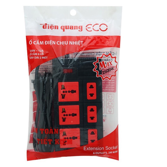 Ổ cắm 6 lỗ - 5 mét Điện Quang 2500w