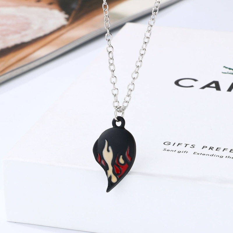 Set 2 Vòng cổ Nam Châm Mặt Trái Tim Cá Tính Cho Nam Nữ