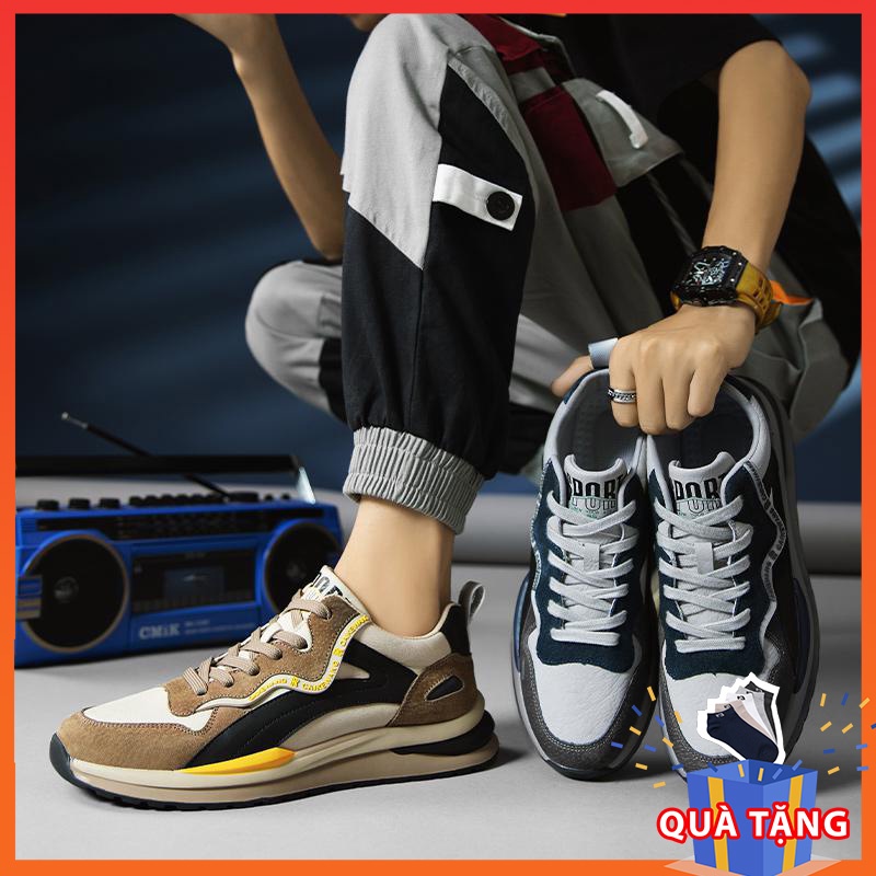 Giày sneaker da lộn nam Longmin cao cấp, phom đẹp, chất xịn - giày da nam thời trang, trẻ trung, phối màu