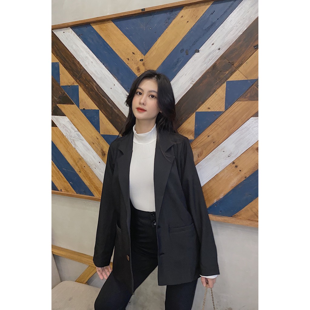 Áo blazer HHVINTAGE kiểu basic, hoạt tiết