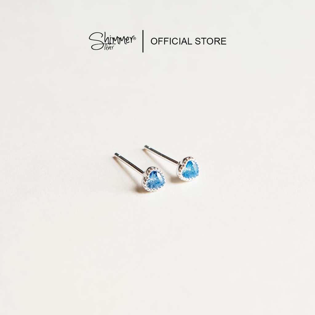 Bông Tai, Khuyên Tai, Hoa Tai Nữ Bạc 925 Cao Cấp SHIMMER SILVER MINI COLORFUL HEART Hình Trái Tim Dễ Thương Nhiều Màu