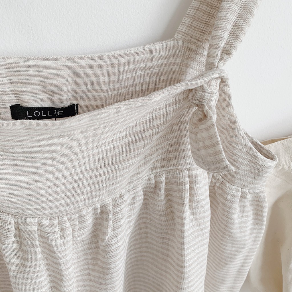 [Mã WASKT304 giảm 15% tối đa 30K đơn 99K] Áo 2 dây thắt nút kẻ vải xô TKA246 1994closet | BigBuy360 - bigbuy360.vn