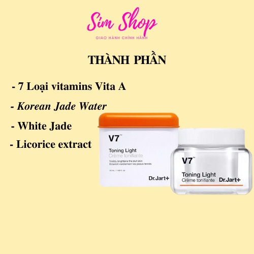 Kem dưỡng v7 toning light, Dr.Jart+, Dưỡng trắng da simshop102