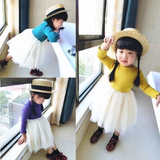 Áo bé gái đầm tutu voan phối thun tay dài