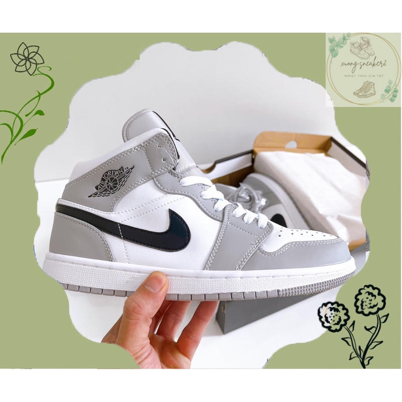 Giày Sneaker Nam Nữ màu XÁM cổ cao, Giày Nike Air Jordan 1 JD  Cổ CAO Cao Cấp 2021 HÀNG MỚI
