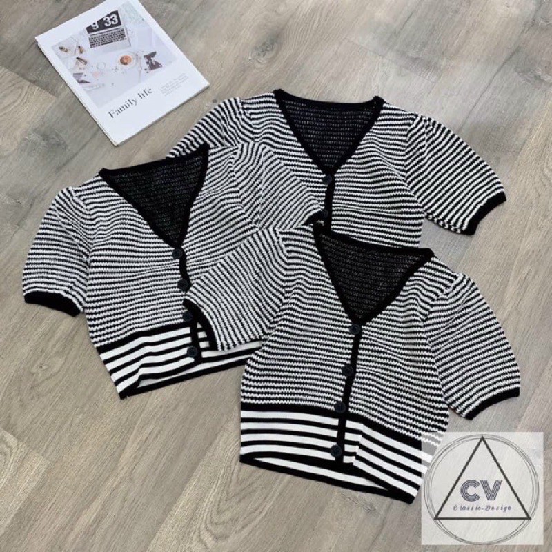 ÁO LEN KẺ TAY BỒNG SIU XINHHHHH ❌KÈM ẢNH THẬT❌