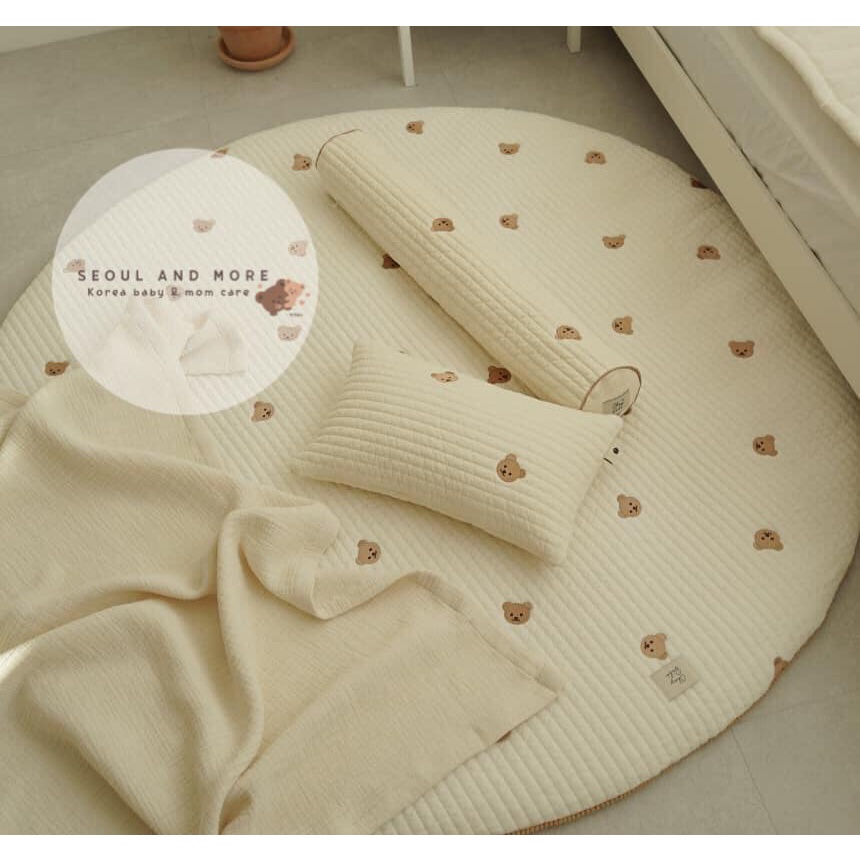 Thảm cotton tròn Chezbebe Hàn Quốc handmade chống trượt