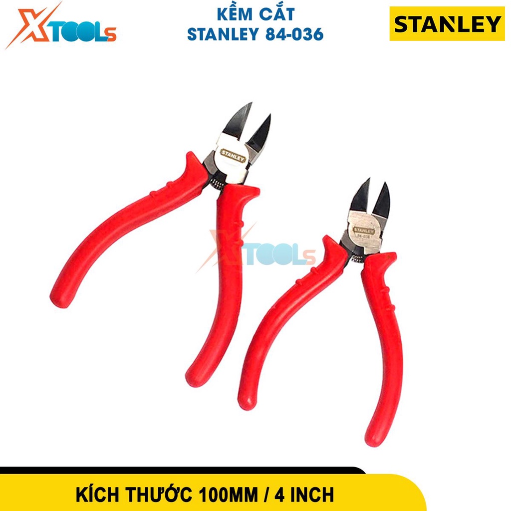 Kìm cắt STANLEY 84-036, kềm cắt kích thước 4'' dài 115mm, chất liệu thép hợp kim cứng, mũi kìm dài -CHÍNH HÃNG-XTOOLS